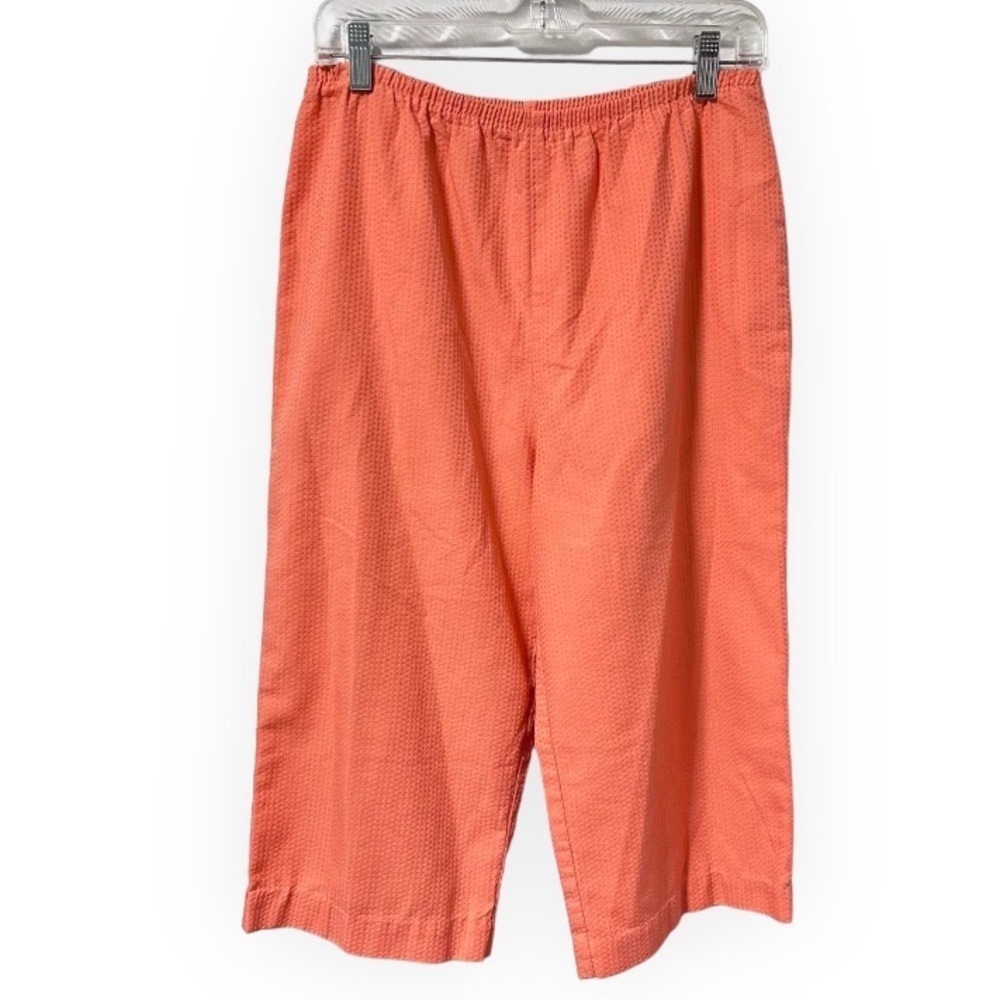 Vintage Coral Pull-On Textured Capri Pants Stretch Woman’s Medium Retro Costal